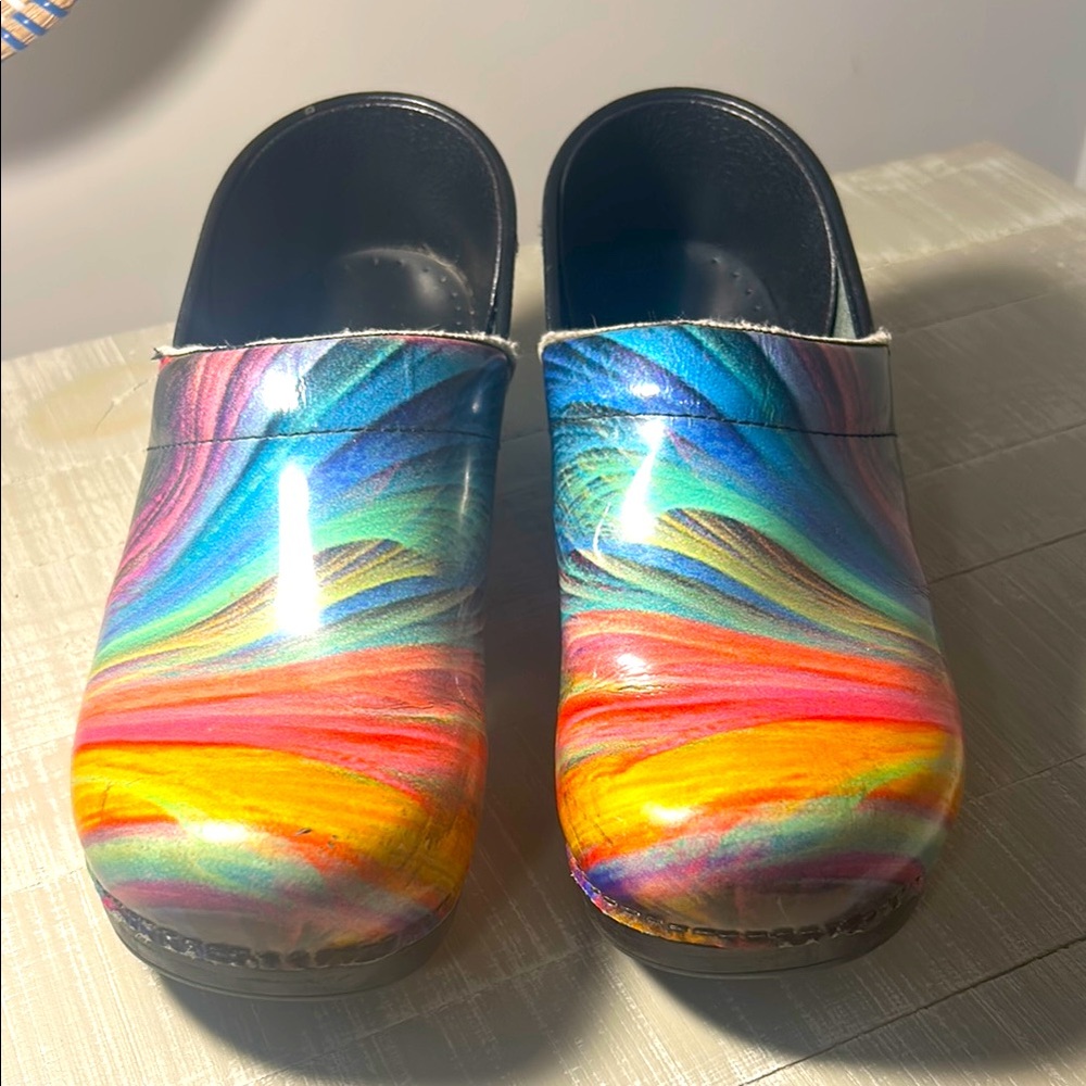 FUC Dansko Rainbow Swirl Professional Clogs Sz 40